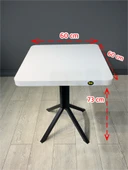 Zeren Kare Beyaz Balkon Masası Mutfak Yemek Masası 60 cm - 3