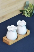Paçi Grace 2'li Bambu Standlı Porselen Tuzluk Seti - 1