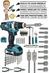 Assur Pro Plus 48vf 6ah 45 Parça Full Setli Çift Bataryalı X-LİNE Metal Şanzımanlı Şarjlı Matkap Vidalama - 2