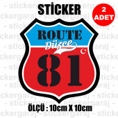 81 düzce 2 adet plaka sticker - il şehir rota etiket - kask motosiklet otomobil araba pc laptop bilgisayar cam uyumlu - 1