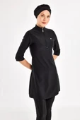 Adasea 251601 Anda Siyah Diresk Kol Fermar Detaylı Yarı Kapalı Battal Tesettür Mayo thumbnail 8