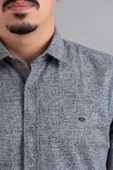 SLİMFİT ERKEK DOKULU KIŞLIK GİZLİ DÜĞMELİ GÖMLEK - 4
