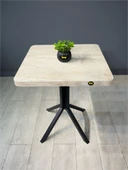 Zeren Kare Traverten Balkon Masası Mutfak Yemek Masası 60 cm - 1