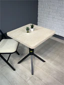 Zeren Kare Traverten Balkon Masası Mutfak Yemek Masası 60 cm - 5