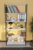 Dekoratif Metal Kitaplık 6 Raflı Kitaplı Dosya Rafı 180 Cm - 2