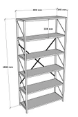 Dekoratif Metal Kitaplık 6 Raflı Kitaplı Dosya Rafı 180 Cm - 4