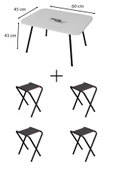 4 Adet Katlanır Kamp Taburesi Ve Katlanır Kamp Masası Seti 45x60 - 2