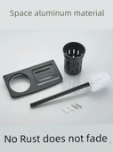 Alüminyum Banyo Tuvalet Fırçası Seti - Delmesiz/Delsiz Mat Raflı - 5
