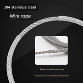 Dış Mekan Kalın Paslanmaz Çelik Çamaşır İpi - 4 Metre 3mm Plastik Kaplı Çelik Halat thumbnail 5