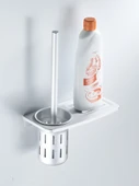 Alüminyum Banyo Tuvalet Fırçası Seti - Delmesiz/Delsiz Mat Raflı - 2