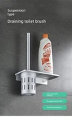 Alüminyum Banyo Tuvalet Fırçası Seti - Delmesiz/Delsiz Mat Raflı - 8