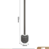 Ölü Köşe Temizleme Tuvalet Fırçası - Silikon Fırça Başlıklı + Uzun 45cm Gri Saplı - 1