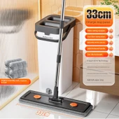 33cm Paslanmaz Çelik Saplı Mop + Yükseltilmiş Kazıyıcı + 4 Kalın Bez - 1