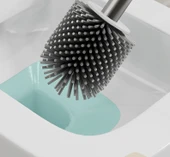 Silikon Tuvalet Fırçası Seti - Gri Tuvalet Fırçası Kabı - Kare - 8