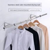 304 Paslanmaz Çelik Balkon Duvara Monte Çamaşır Kurutma Askısı - 3m Çubuk + 15cm Tek Delikli Tripod - 3