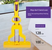 PVA Sünger Başlıklı Katlanabilir Mop - Sarı + 4 Yedek Başlık - 8