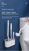 Duvara Monte Tuvalet Temizleme Fırçası Seti - Gri + Gri [Tuvalet Fırçası + Silikon Fırça + Aralık Fırçası] - 7
