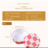 Yüksek Isıya Dayanıklı Yapışmaz Kek Kağıdı - Yuvarlak B Kırmızı Izgara 100 Adet thumbnail 9