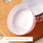 Yüksek Isıya Dayanıklı Yapışmaz Kek Kağıdı - Yuvarlak B Kırmızı Izgara 100 Adet thumbnail 5