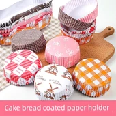 Yüksek Isıya Dayanıklı Yapışmaz Kek Kağıdı - Yuvarlak B Kırmızı Izgara 100 Adet thumbnail 2