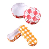 Yüksek Isıya Dayanıklı Yapışmaz Kek Kağıdı - Yuvarlak B Kırmızı Izgara 100 Adet thumbnail 6