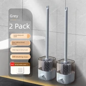 Duvara Monte Tuvalet Fırçası Seti - Sessiz Gri - Zemin/Duvar Kullanım - Güçlü İz Bırakmayan Yapıştırıcı 2 Adet thumbnail 1