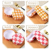 Yüksek Isıya Dayanıklı Yapışmaz Kek Kağıdı - Yuvarlak B Kırmızı Izgara 100 Adet thumbnail 11