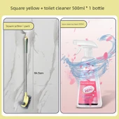 Duvara Monte Uzun Saplı Tuvalet Fırçası Seti - Kare Sarı + Tuvalet Temizleyici 500ml - 1