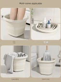 Katlanabilir Plastik Kova - Beyaz Gri - Kapaksız + 30 Ayak Banyo Torbası - 4