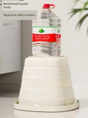 Katlanabilir Plastik Kova - Beyaz Gri - Kapaksız + 30 Ayak Banyo Torbası - 3