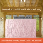 Katlanır Çamaşır Kurutma Askısı - Deliksiz Altın Naylon İp 2.8 Metre - 3