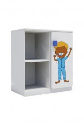 2 Raflı 1 Kapaklı Çocuk odası Anaokulu Kreş Dolap Meslek Temalı - 3