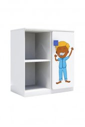 2 Raflı 1 Kapaklı Çocuk odası Anaokulu Kreş Dolap Meslek Temalı - 4