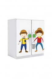2 Kapaklı Çocuk odası Anaokulu Kreş Dolap Meslek Temalı - 4