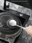 304 Paslanmaz Çelik Wok Fırçası Kısa Saplı Yuvarlak Boncuklu 2+2 Fırça Başlığı - 4