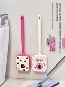 Kedi Tuvalet Fırçası - Süt Beyazı/Pembe Ekose - 6