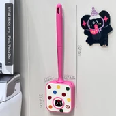 Kedi Tuvalet Fırçası - Pembe/Dalga Noktalı - 1