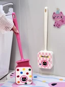 Kedi Tuvalet Fırçası - Süt Beyazı/Pembe Ekose - 2