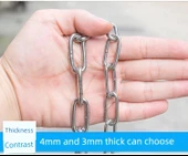 Paslanmaz Çelik Çamaşır Kurutma Zinciri - 3mm Kalınlık - 3 Metre - 2 Yaylı Tokalı - 8