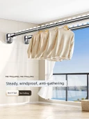 Yana Monte Deliksiz Katlanabilir Rüzgar Geçirmez Çamaşır Kurutma Askısı - 3.3~4.0 Metre Minimalist Beyaz - 4