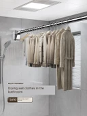 Yana Monte Deliksiz Katlanabilir Rüzgar Geçirmez Çamaşır Kurutma Askısı - 4.2~4.9 Metre Minimalist Beyaz - 5