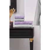 Özdilek 4 Parça Best Hamam Seti, Banyo Havlu Takımı-Pastoral K.Lila Gri - 1