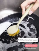 Yapışmaz Uzun Saplı Mutfak Temizleme Fırçası - 2 Adet Tencere Fırçası (Sıcak) thumbnail 6