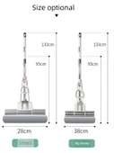 Rulo Sıkmalı Sünger Paspas - Güçlendirilmiş Üç Sıralı, Tek Tuş Başlık 38cm, 3 Başlık - 5
