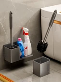 Deliksiz Klozet Fırçası Seti - Metalik Gri Standart Raflı - 2
