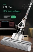 Rulo Sıkmalı Sünger Paspas - Güçlendirilmiş Üç Sıralı, Tek Tuş Başlık 38cm, 3 Başlık - 6