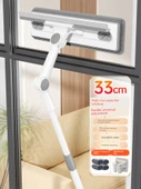 Çift Taraflı Cam Temizleme Aparatı 33cm + Duvar Klipsi + 4 Bez + Teleskopik Uzatma Çubuğu - 1
