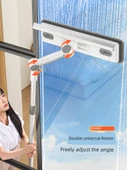 Çift Taraflı Cam Temizleme Aparatı 33cm + 2 Bez + Teleskopik Uzatma Çubuğu - 3
