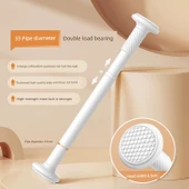 Paslanmaz Çelik Teleskopik Elbise Kurutma Askısı - 1.5~2.2 Metre - Kolay Eşleşen Beyaz (Çift Rulmanlı 33 mm Çap) thumbnail 1