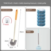 Köşe Ulaşan Tuvalet Fırçası - Sarı 1 + Kanca * 1 + Tuvalet Temizleme Hazinesi 5 + Tuvalet Çatalı - 1